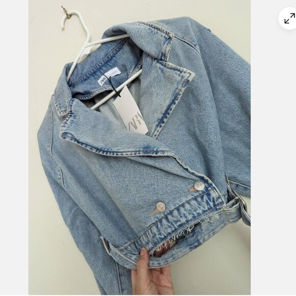 Zara | Cropped Denim Trench | S - Picture 5 of 6